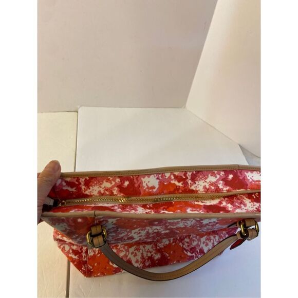 Coach pink coral shoulder bag 11x15" 8" handles zipper tote - Picture 3 of 11